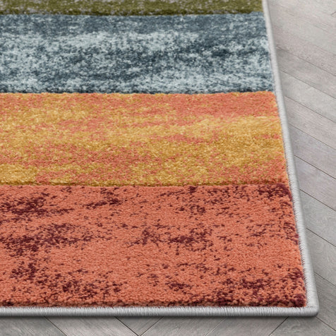 Jive Modern Abstract Geometric Arcs & Shapes Multi Distressed High-Low Rug