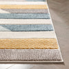 Savoy Contemporary Geometric Stripes Gold Blue Distressed High-Low Rug