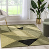 Tamara Glam Geometric Triangles Green High-Low Rug