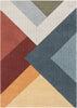 Alma Mid-Century Modern Geometric Triangle Pattern Multi-Color Distressed High-Low Rug