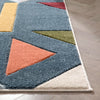 Twist Mid-Century Modern Geometric Pattern Multi Distressed High-Low Rug