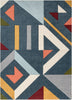 Twist Mid-Century Modern Geometric Pattern Multi Distressed High-Low Rug