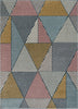 Lela Mid-Century Modern Geometric Traingle & Lines Multi Distressed High-Low Rug