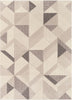Otto Modern Geometric Boxes & Triangles Beige Distressed High-Low Rug