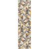 Otto Modern Geometric Boxes & Triangles Gold Blue Distressed High-Low Rug