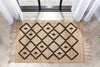 Rabia Natural-Fiber Tribal Black Hand-Woven Chunky-Textured Rug