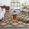 Rabia Natural-Fiber Tribal Black Hand-Woven Chunky-Textured Rug