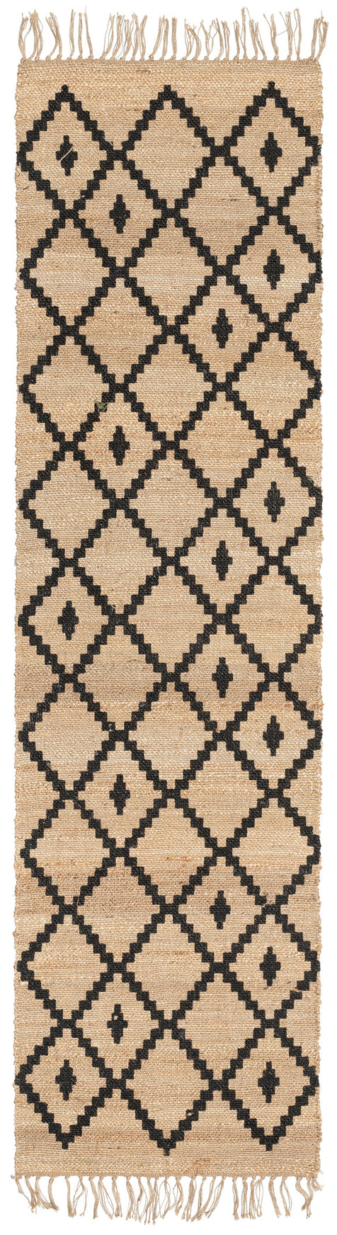 Rabia Natural-Fiber Tribal Black Hand-Woven Chunky-Textured Rug