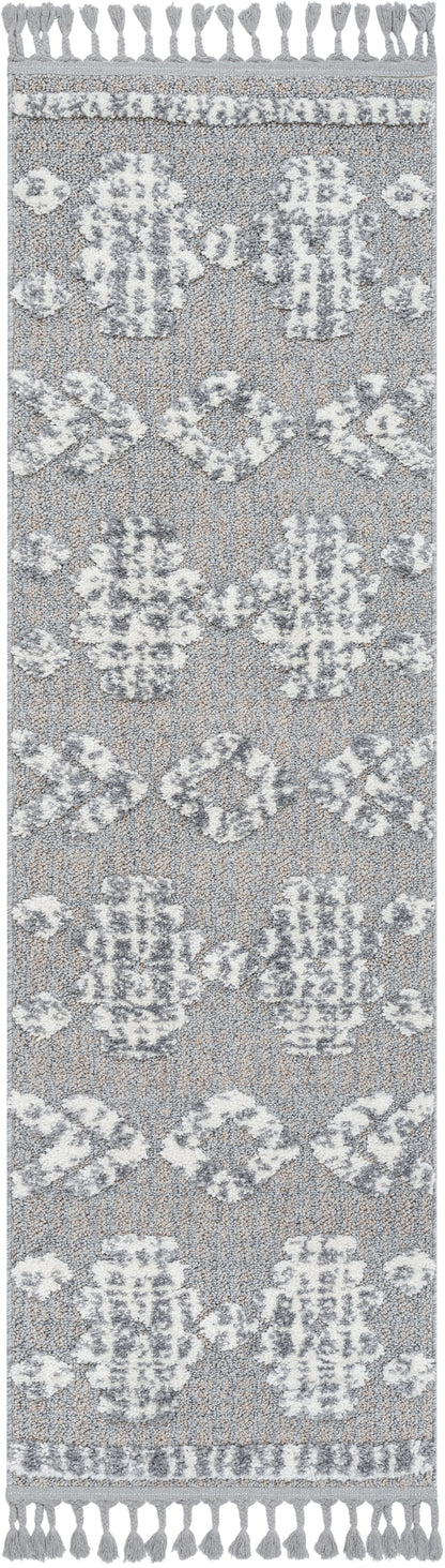 Savannah Tribal Geometric Pattern Ivory High-Low Textured Rug