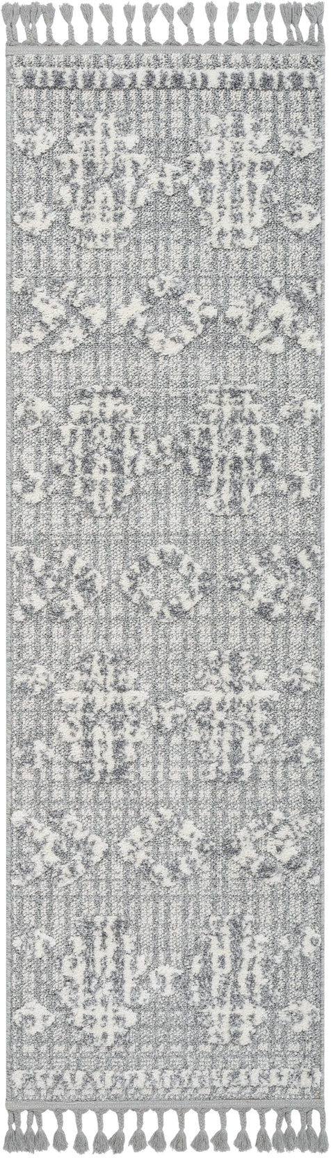 Savannah Tribal Geometric Pattern Grey High-Low Textured Rug