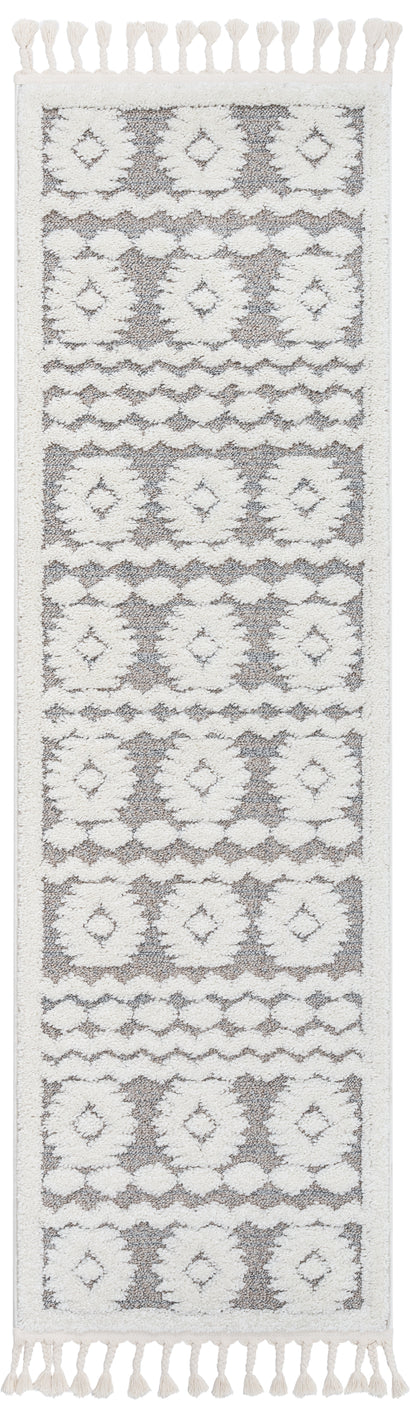 Addison Tribal Moroccan Diamond Pattern Beige High-Low Textured Rug