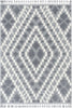 Melanie Contemporary Medallion Diamond Pattern Grey Cream High-Low Textured Rug
