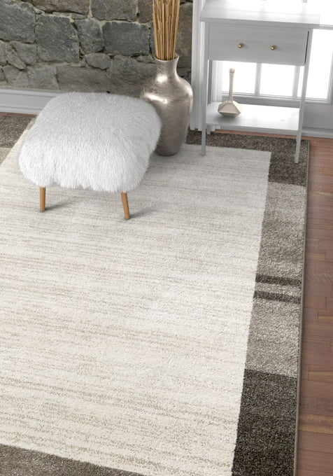 Contessa Ivory Modern Border Distressed Rug