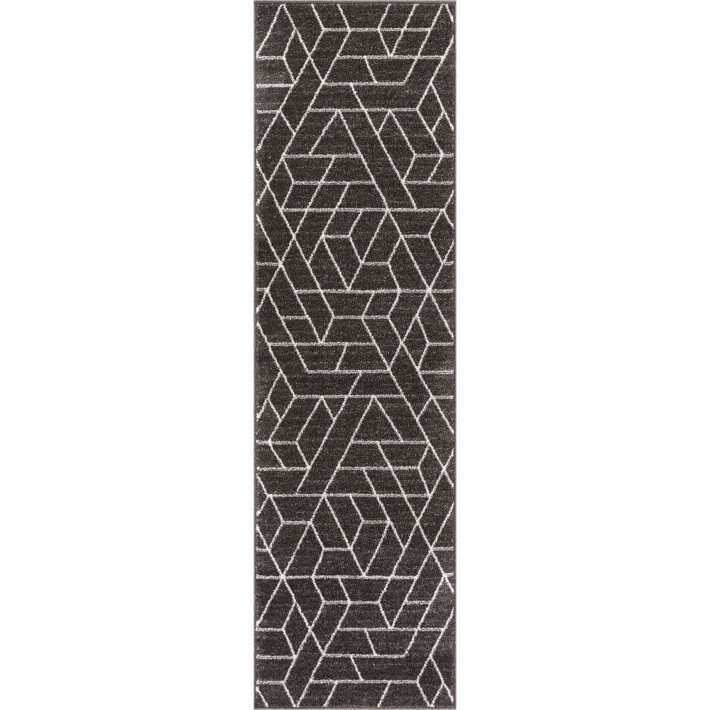 Tume Grey Modern Tiled 5'3" x 7'3" Geometric Rug