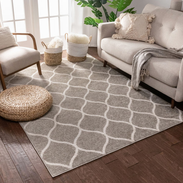 Ramon Grey Moroccan Lattice Ogee Rug