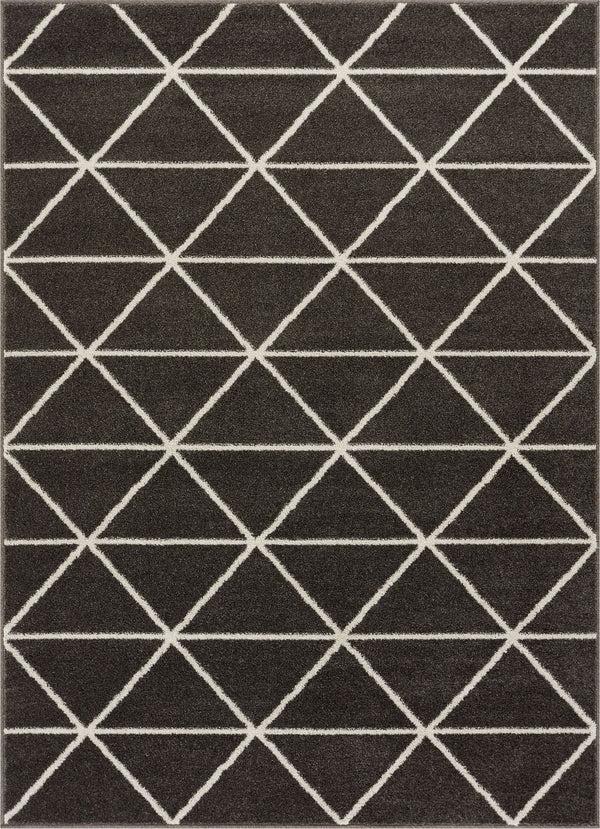 Dulce Charcoal Grey Modern Geometric Triangles Rug 5'3" x 7'3"