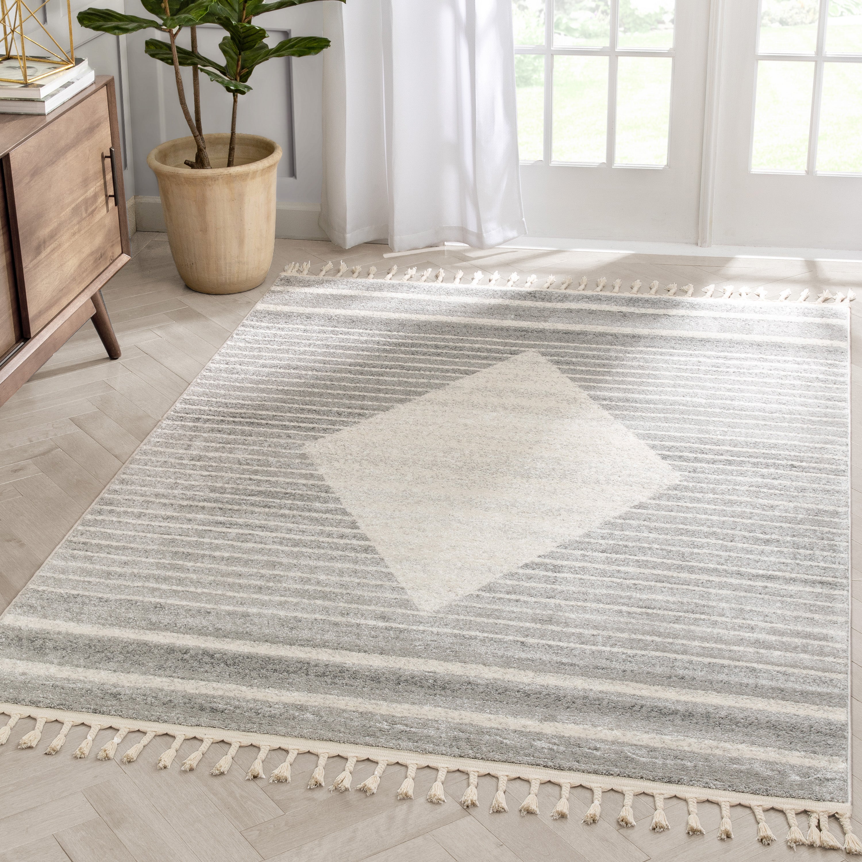 Josie Nordic Medallion Stripes 7'10" x 9'10" Ivory  Rug