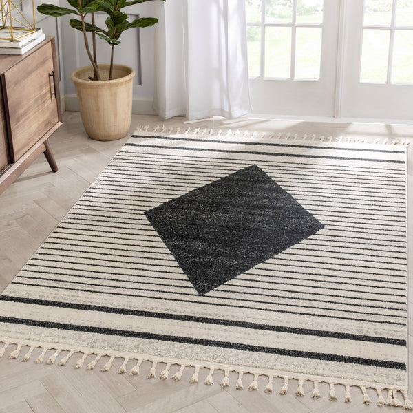 Josie Nordic Medallion Stripes Grey Rug