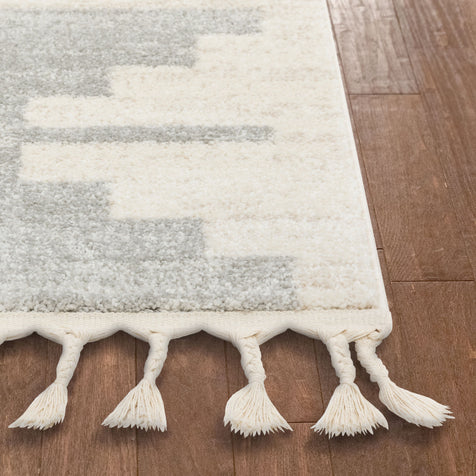 Carly Nordic Solid & Striped Grey Rug