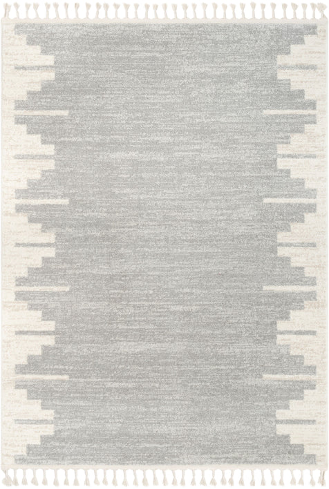 Carly Nordic Solid & Striped Grey Rug