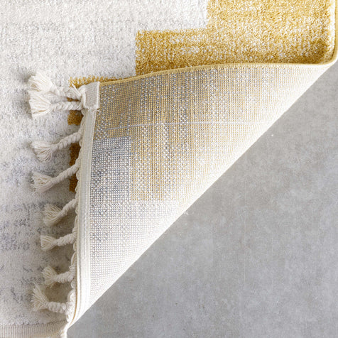 Carly Nordic Solid & Striped Gold Rug