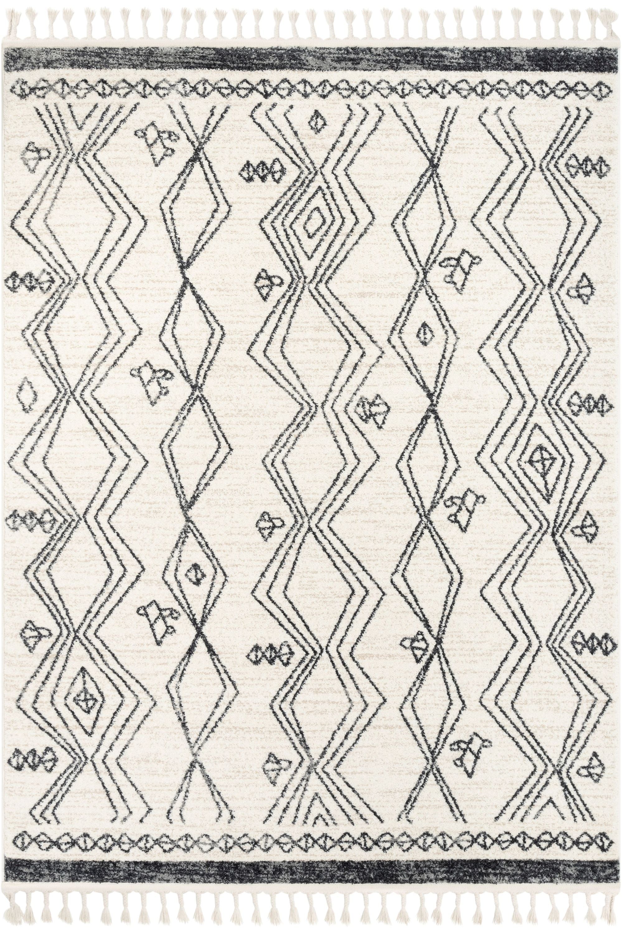 Darcy Modern Farmhouse Tribal Pattern Ivory Rug Well Woven