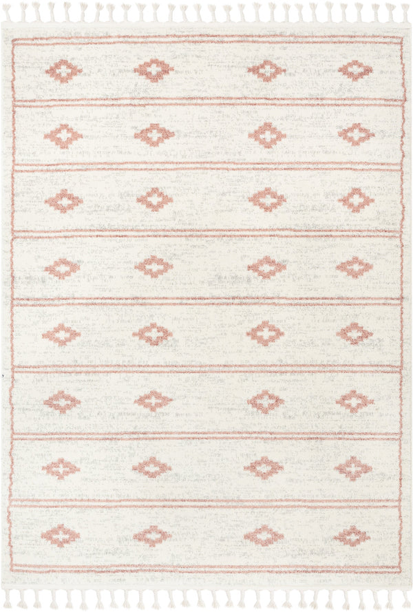 Parallel Moroccan Tribal Diamond Pattern Blush Rug