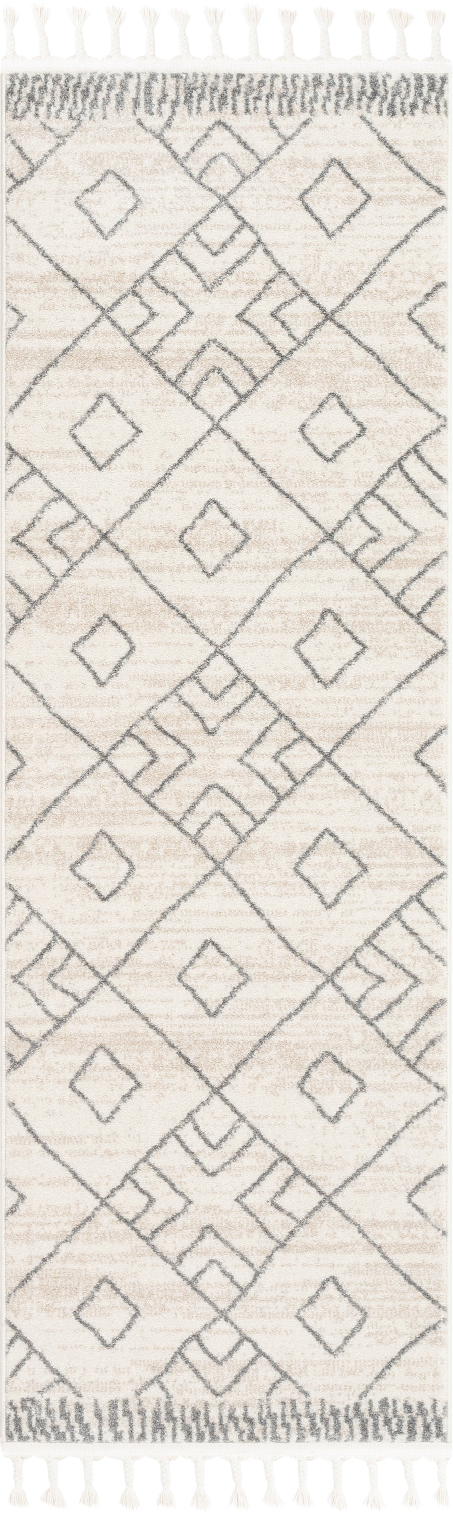 Diodelly Moroccan Lattice Trellis Ivory Grey Rug