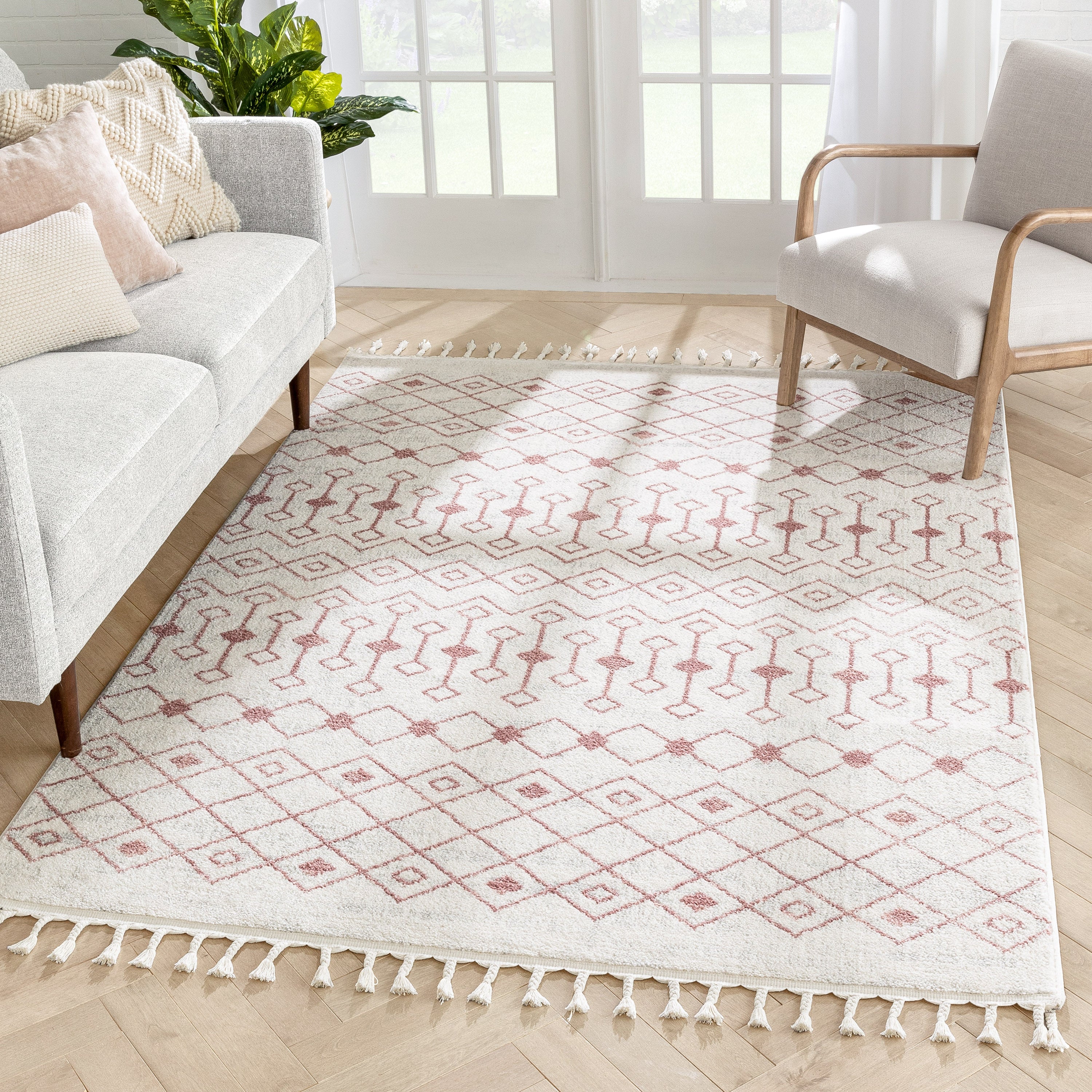 Transistora Nordic Tribal Trellis Pattern Blush Rug