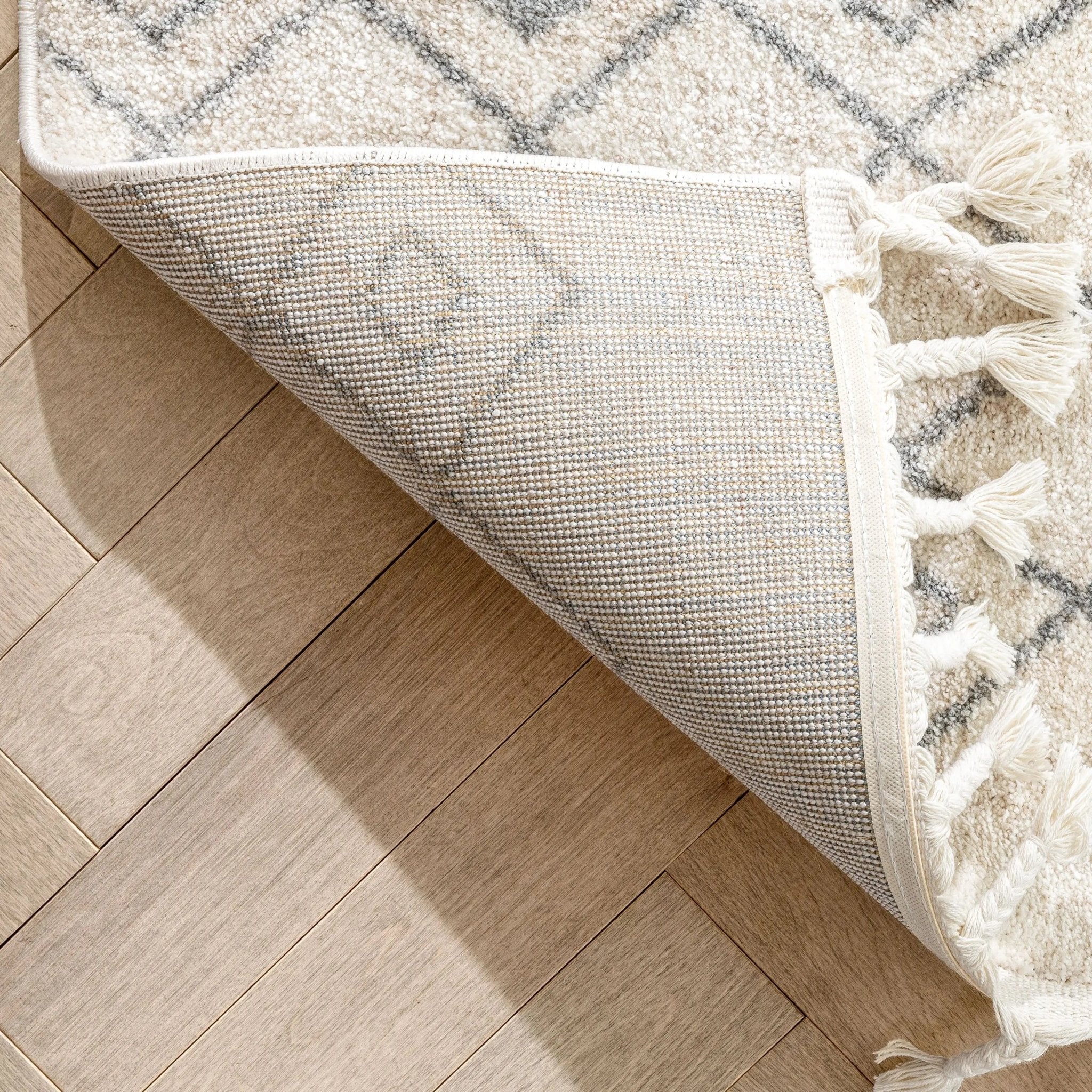 Transistora Nordic Tribal Trellis Pattern Ivory Grey Rug Well Woven