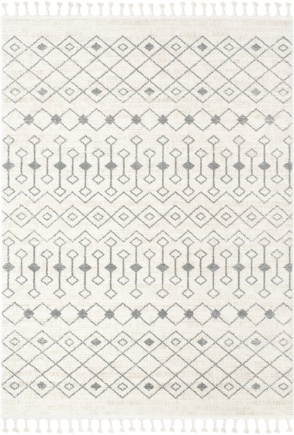 Transistora Nordic Tribal Trellis Pattern Ivory Grey Rug