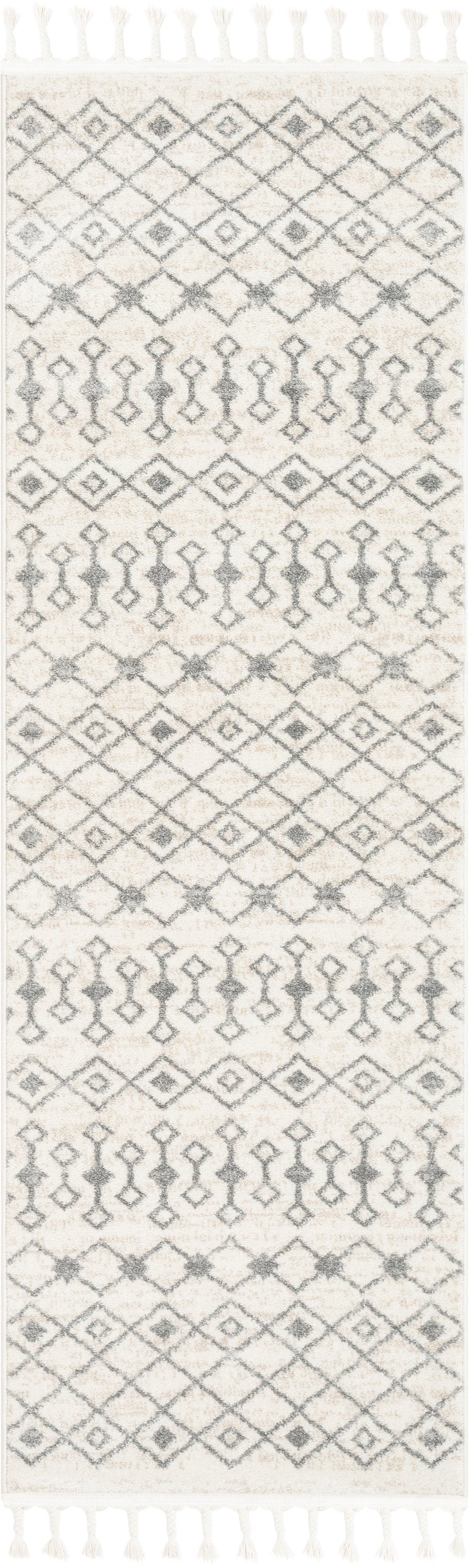 Transistora Nordic Tribal Trellis Pattern Ivory Grey Rug