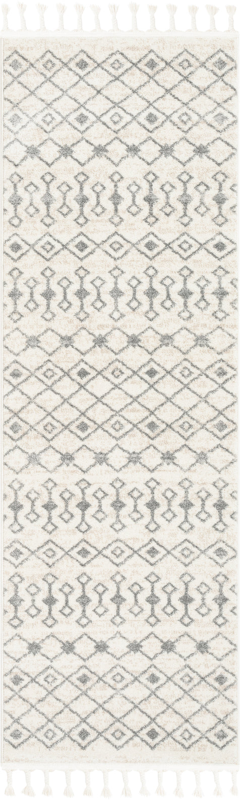 Transistora Nordic Tribal Trellis Pattern Ivory Grey Rug