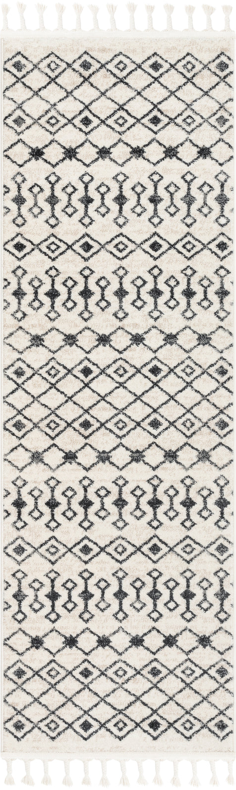 Transistora Nordic Tribal Trellis Pattern Charcoal Ivory Rug