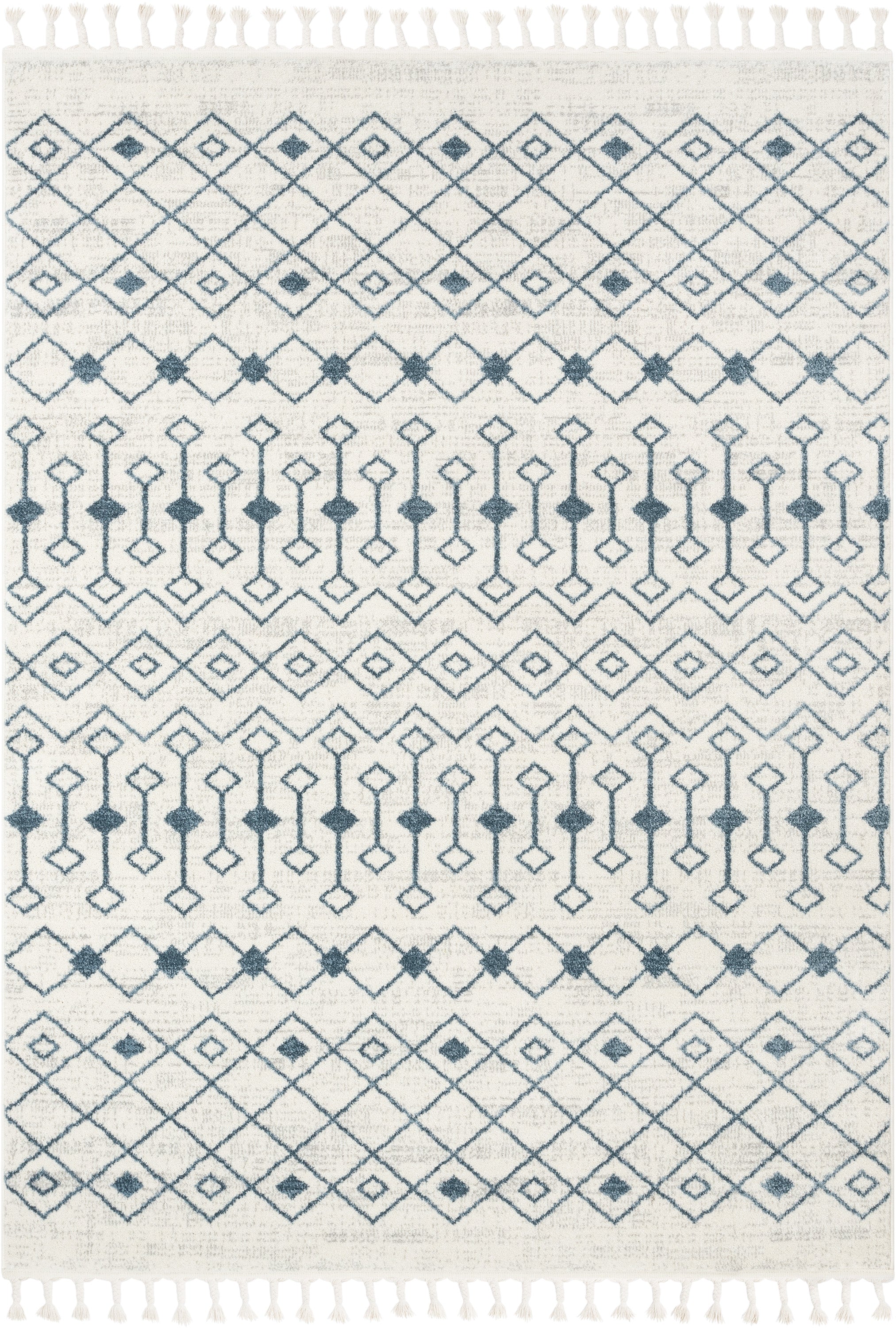 Transistora Nordic Tribal Trellis Pattern Light Blue Ivory Rug