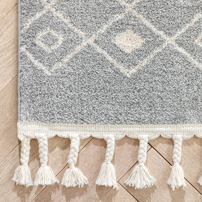 Transistora Nordic Tribal Trellis Pattern Grey Rug