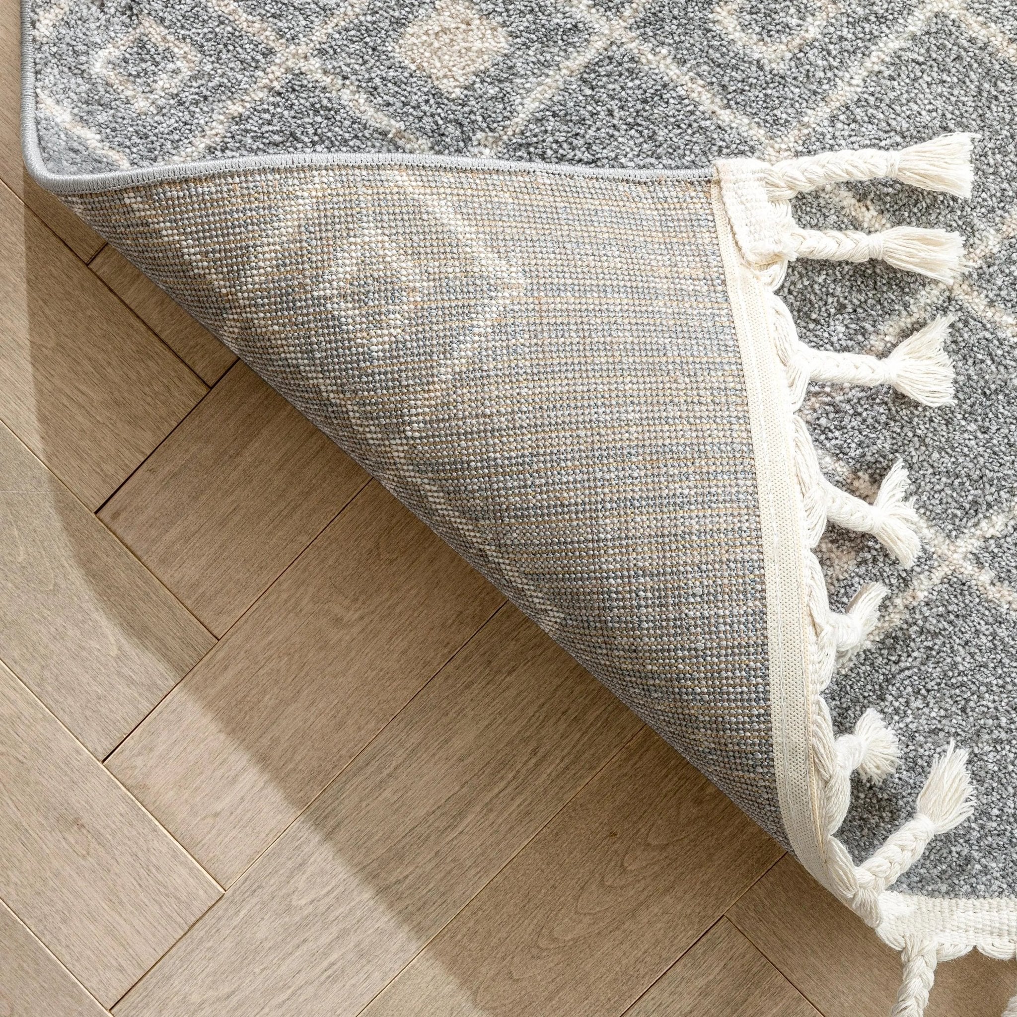 Transistora Nordic Tribal Trellis Pattern Grey Rug Well Woven
