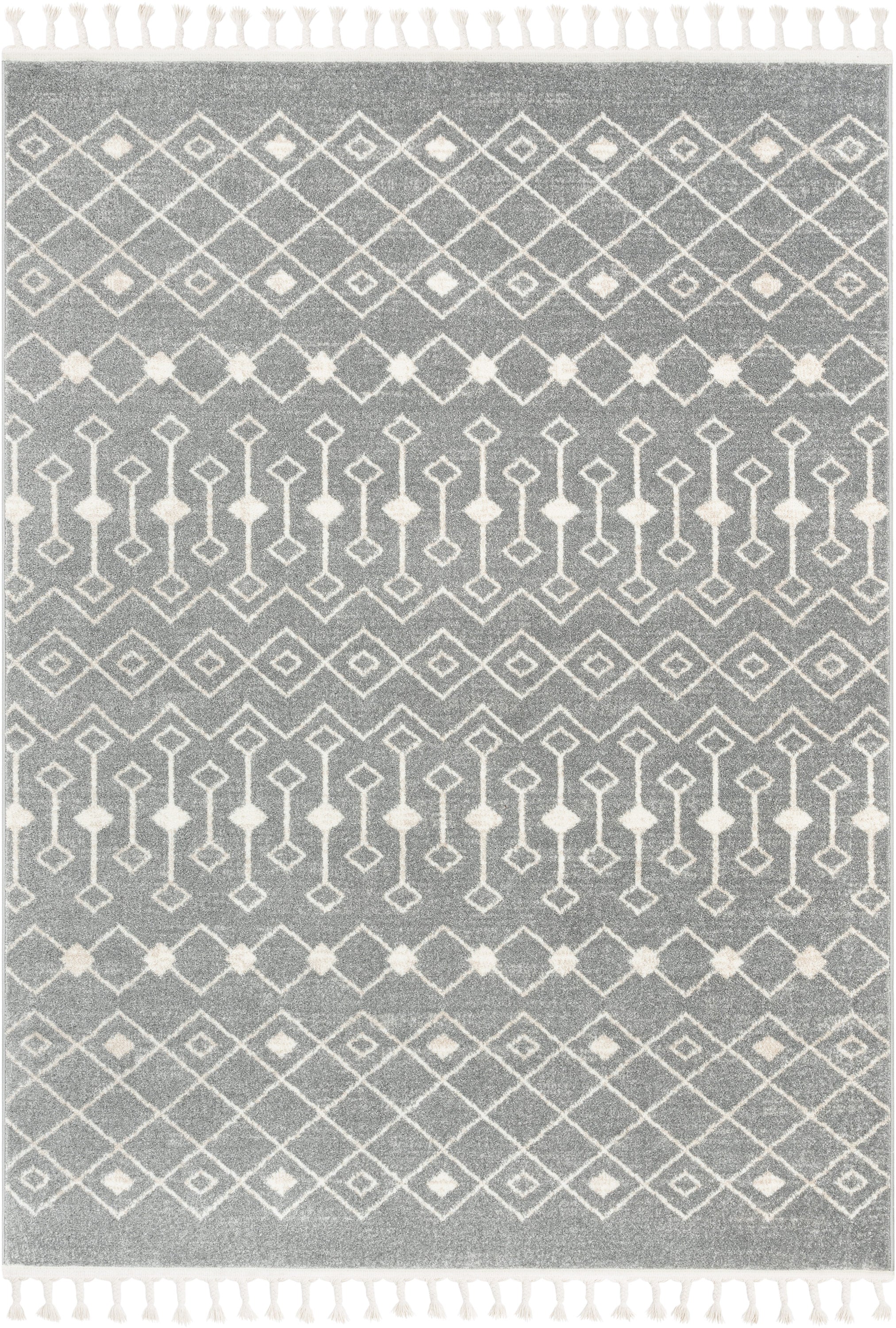 Transistora Nordic Tribal Trellis Pattern Grey Rug