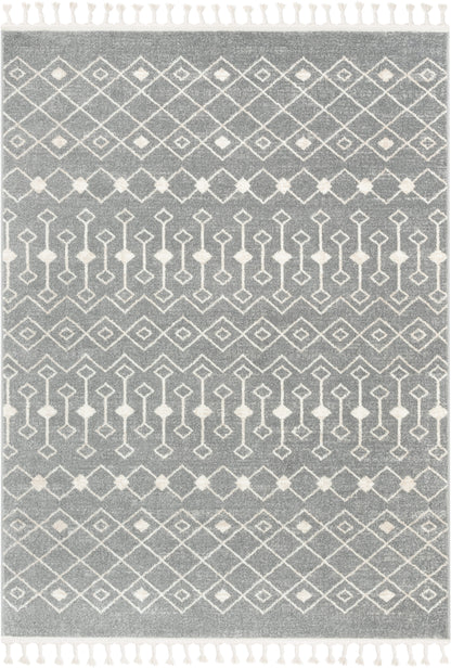 Transistora Nordic Tribal Trellis Pattern Grey Rug