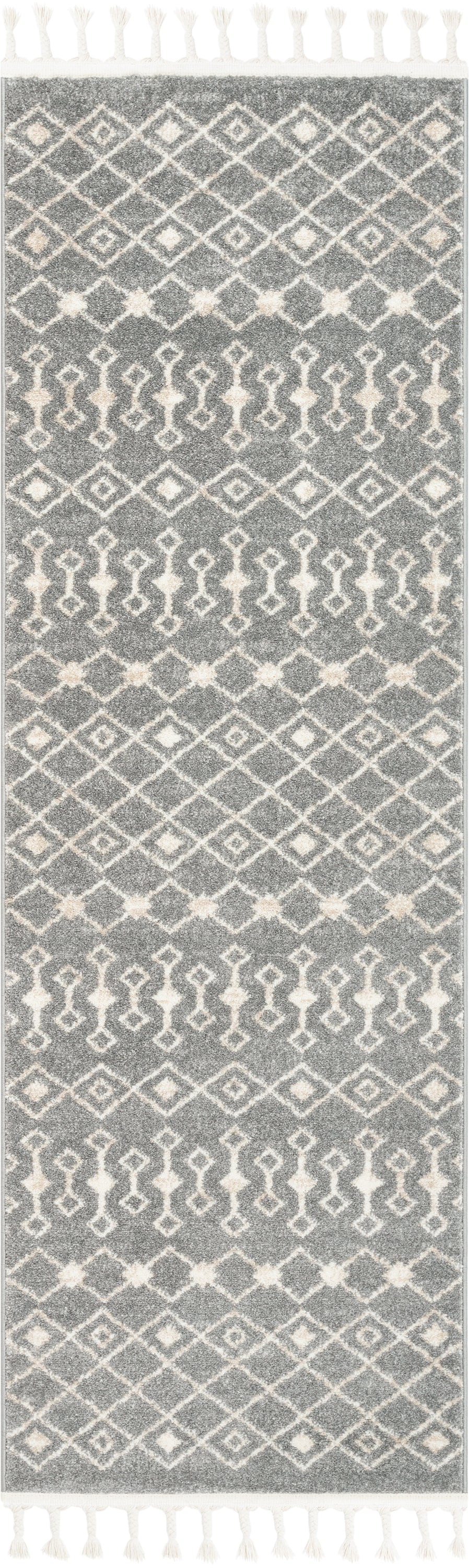 Transistora Nordic Tribal Trellis Pattern Grey Rug