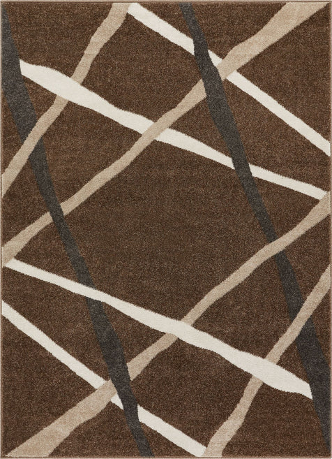 Piku Brown Modern Geometric Lines Rug