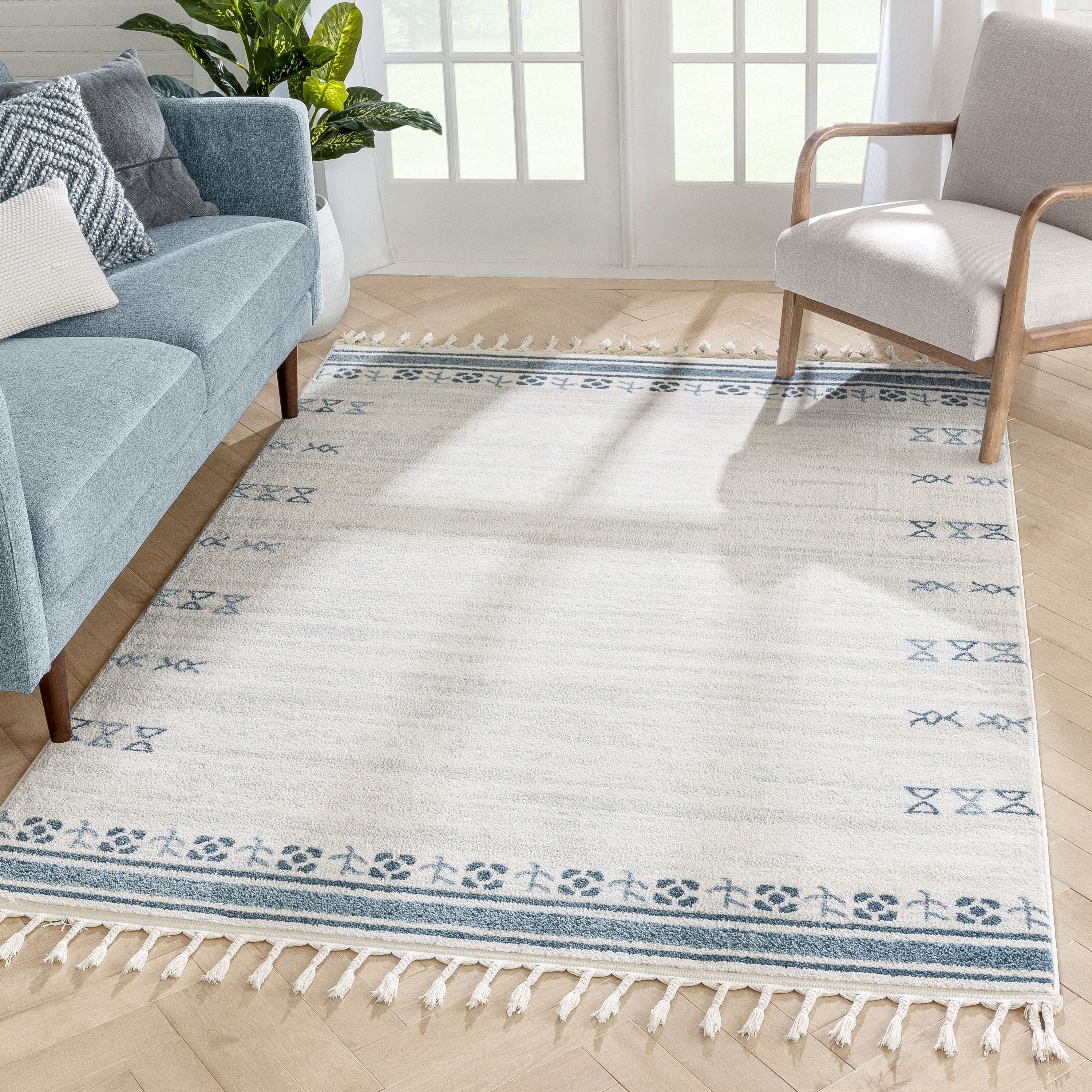 Capa Nordic Tribal Ivory Blue Rug