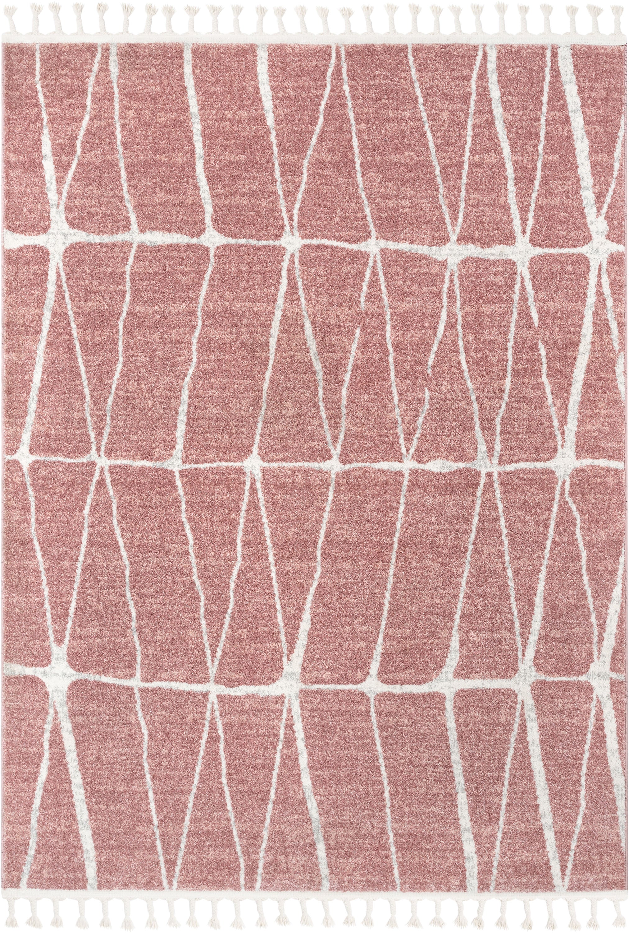 Crisscross Nordic Geometric Pattern Blush Ivory Rug