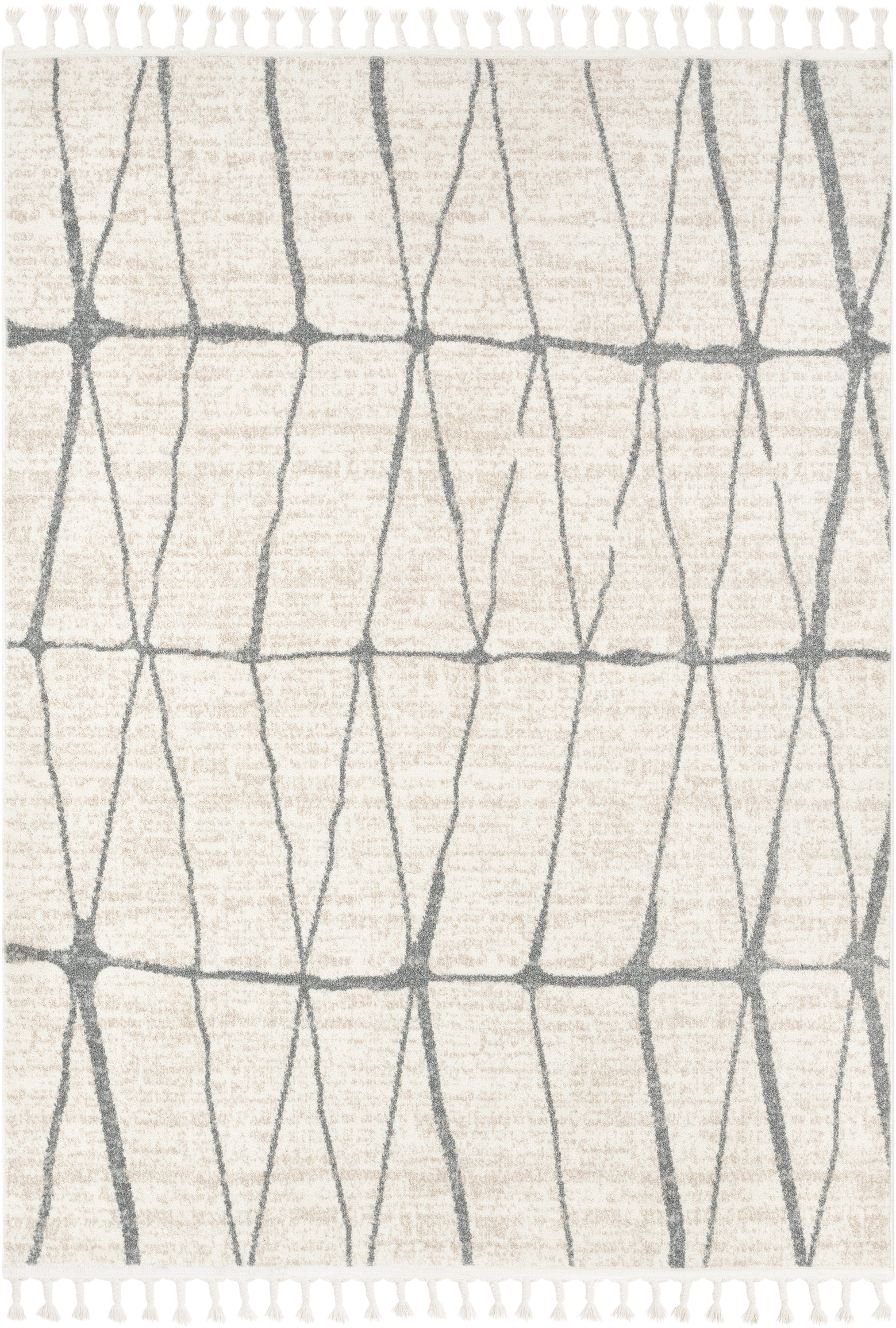 Crisscross Nordic Geometric Pattern Ivory Rug