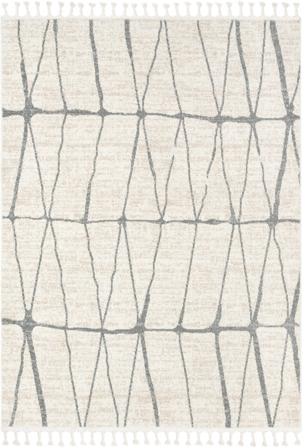 Crisscross Nordic Geometric Pattern Ivory Rug