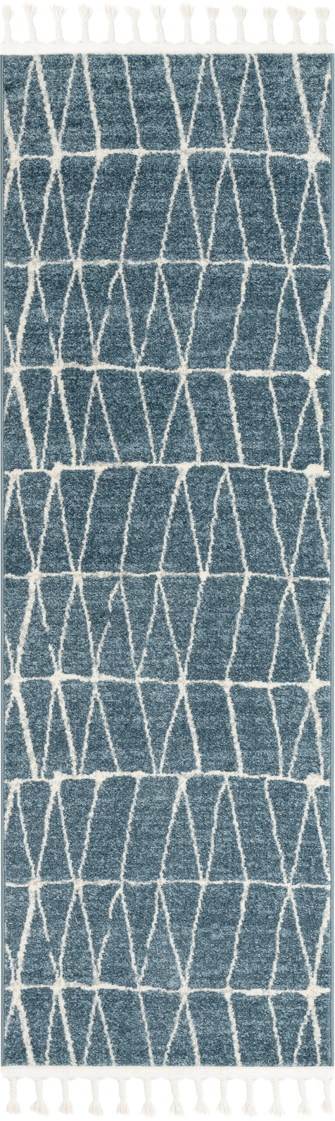 Crisscross Nordic Geometric Pattern Blue Rug