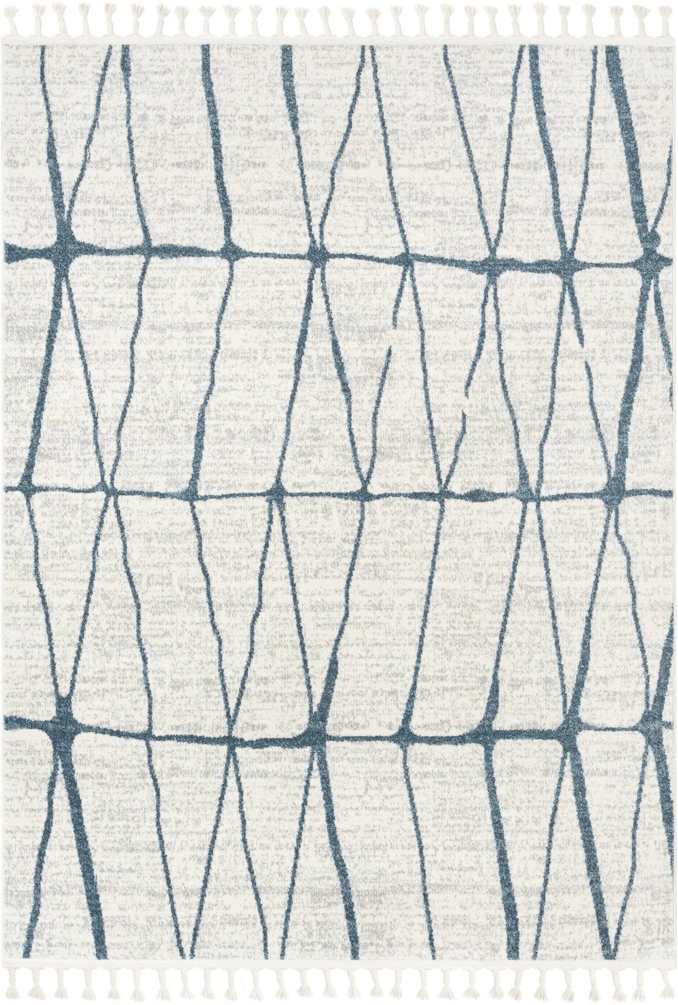 Crisscross Nordic Geometric Pattern Blue Ivory Rug Well Woven
