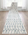 Custom Size Runner Crisscross Retro Geometric Pattern Blue Ivory 27 Inch Width x Choose Your Length Hallway Runner Rug