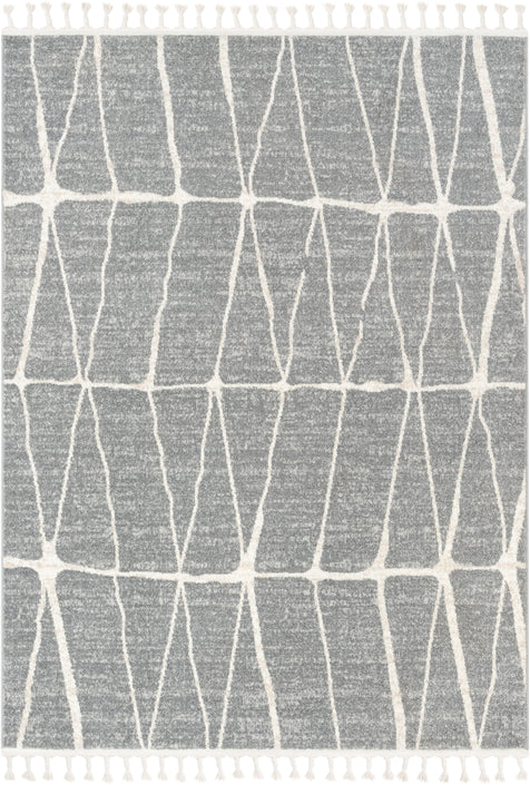 Crisscross Nordic Geometric Pattern Grey Rug