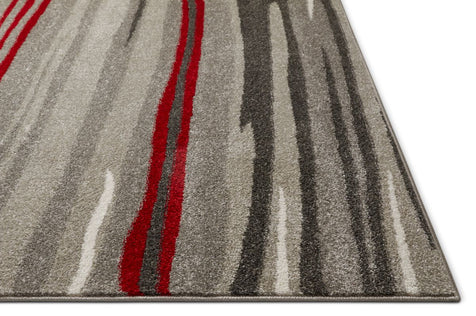 Oscar Red Modern Abstract Lines Rug